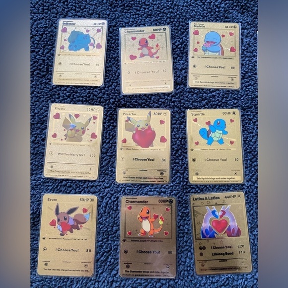 Lot if 25 NEW I Choose You Pokemon Card Metal Art Gift Idea Romantic Couples - Picture 2 of 5